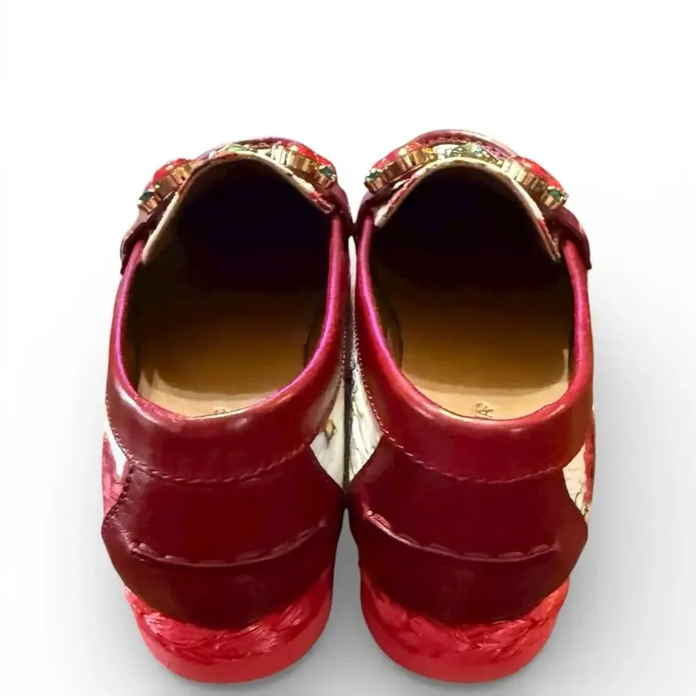 Dolce & Gabban Palermo Floral Brocade and Leather Loafers Crystal EU 36.5 US 6.5